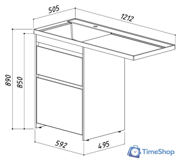  Belux Тумба под умывальник Ока Н 60-02 (31 бетон Чикаго светло-серый) - Изображение №3 — Интернет-магазин Time-Shop
