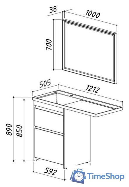  Belux Тумба под умывальник Ока Н 60-02 (31 бетон Чикаго светло-серый) - Изображение №4 — Интернет-магазин Time-Shop