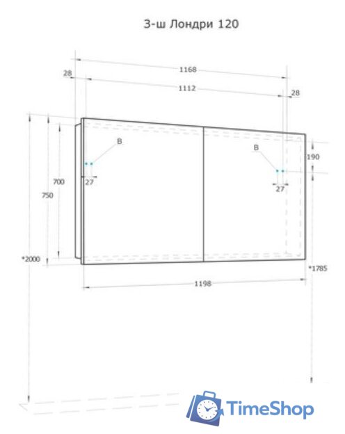  Акватон Шкаф с зеркалом для ванной Лондри 120 1A267402LH010 - Изображение №3 — Интернет-магазин Time-Shop