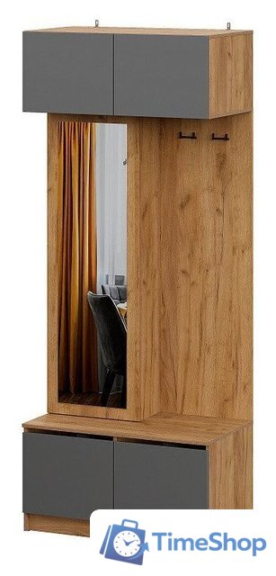 Стенка NN мебель МС Авиньон К Серия 2 (дуб крафт золотой/графит серый, с зеркалом) - Изображение №1 — Интернет-магазин Time-Shop