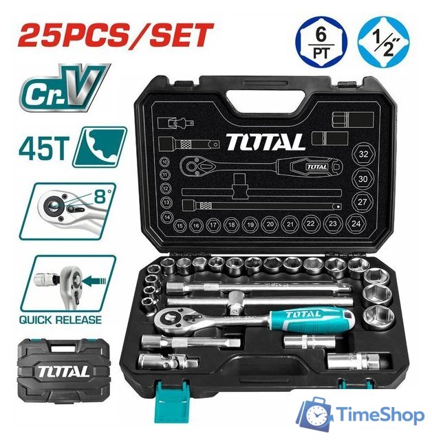 Универсальный набор инструментов Total THT121251 (25 предметов) - Изображение №1 — Интернет-магазин Time-Shop
