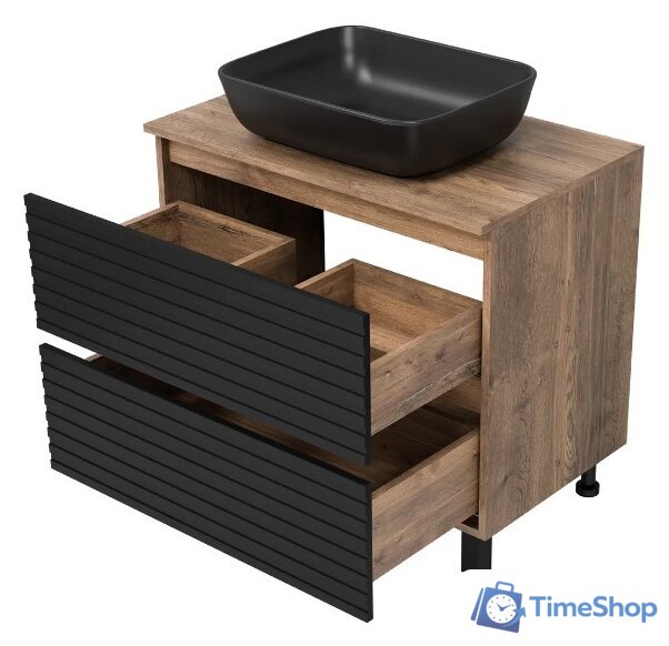  Brevita Тумба под умывальник Dakota 80 DAK-07080-19/02-2Я (черный/темное дерево) - Изображение №10 — Интернет-магазин Time-Shop