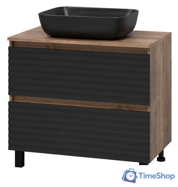  Brevita Тумба под умывальник Dakota 80 DAK-07080-19/02-2Я (черный/темное дерево) - Изображение №1 — Интернет-магазин Time-Shop