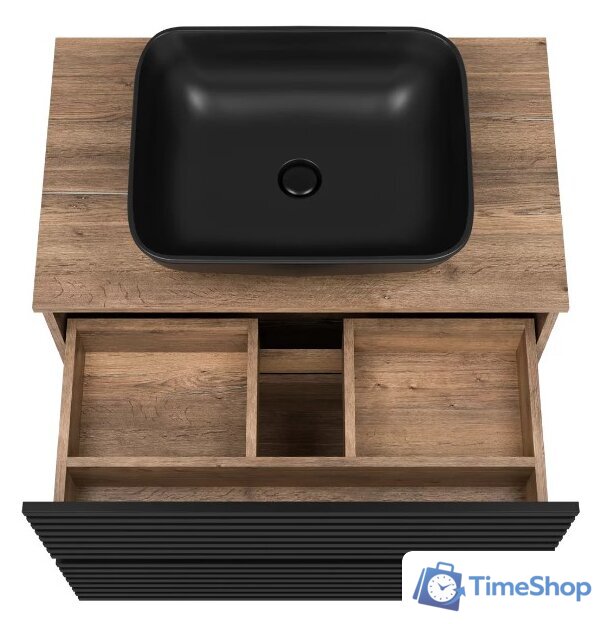  Brevita Тумба под умывальник Dakota 80 DAK-07080-19/02-2Я (черный/темное дерево) - Изображение №8 — Интернет-магазин Time-Shop