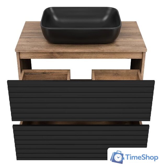  Brevita Тумба под умывальник Dakota 80 DAK-07080-19/02-2Я (черный/темное дерево) - Изображение №3 — Интернет-магазин Time-Shop