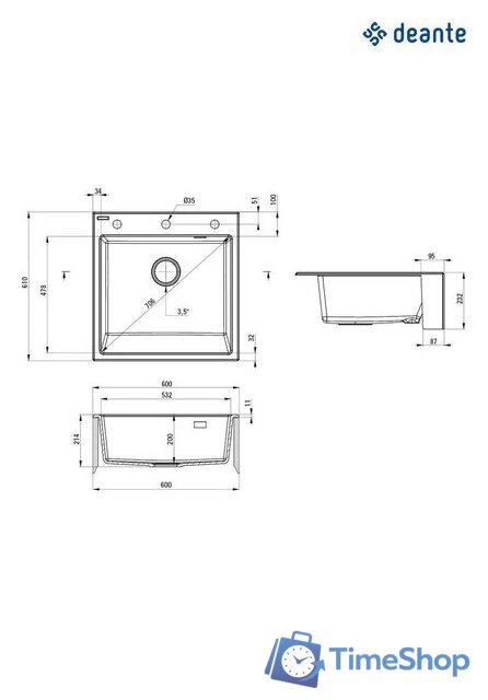 Кухонная мойка Deante ZQE_N10K - Изображение №2 — Интернет-магазин Time-Shop