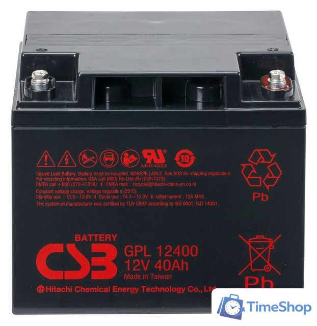 Аккумулятор для ИБП CSB Battery GPL12400 (12В/40 А·ч) - Изображение №1 — Интернет-магазин Time-Shop