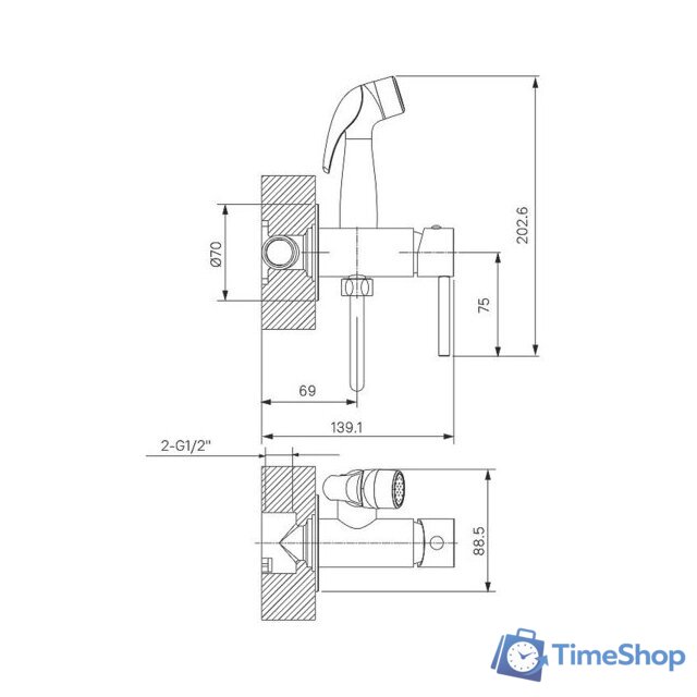 Гигиенический душ Milardo Tidy 001WTR0M08 - Изображение №2 — Интернет-магазин Time-Shop