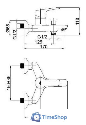 Смеситель Rubineta Uno-10/K (BK2) N10D661 - Изображение №2 — Интернет-магазин Time-Shop