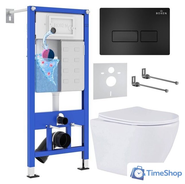 Унитаз подвесной Roxen Antares One Rimless 6 в 1 StounFix Dual Fresh 577729 (кнопка: черный матовый) - Изображение №1 — Интернет-магазин Time-Shop