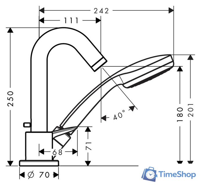 Смеситель Hansgrohe Logis 71310000 - Изображение №2 — Интернет-магазин Time-Shop