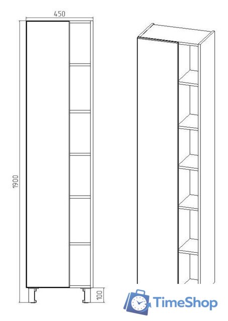  Viant Шкаф-пенал Бостон VBOS450G-PEN - Изображение №4 — Интернет-магазин Time-Shop