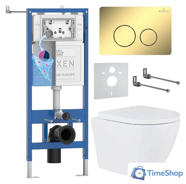 Унитаз подвесной Roxen Antares Tornado в комплекте с инсталляцией StounFix Dual Fresh 6 в 1 868580 (кнопка: сатин матовая) - Изображение №1 — Интернет-магазин Time-Shop