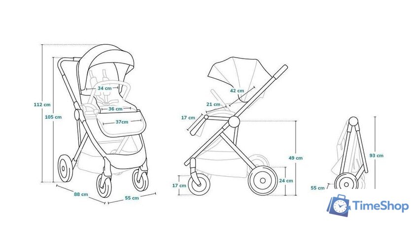 Коляска прогулочная «книга» Lionelo Zoey (grey stone) - Изображение №5 — Интернет-магазин Time-Shop