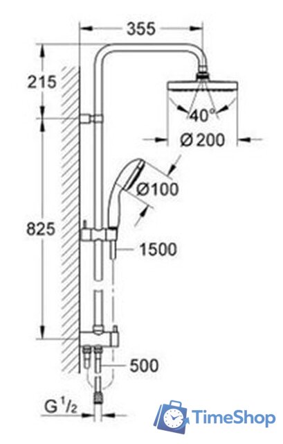 Душевая система  Grohe New Tempesta 200 124410 - Изображение №2 — Интернет-магазин Time-Shop