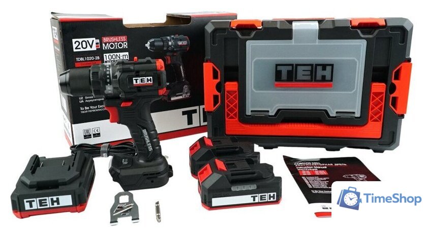 Дрель-шуруповерт TEH TDBL1020-2B (с 2-мя АКБ, кейс) - Изображение №2 — Интернет-магазин Time-Shop