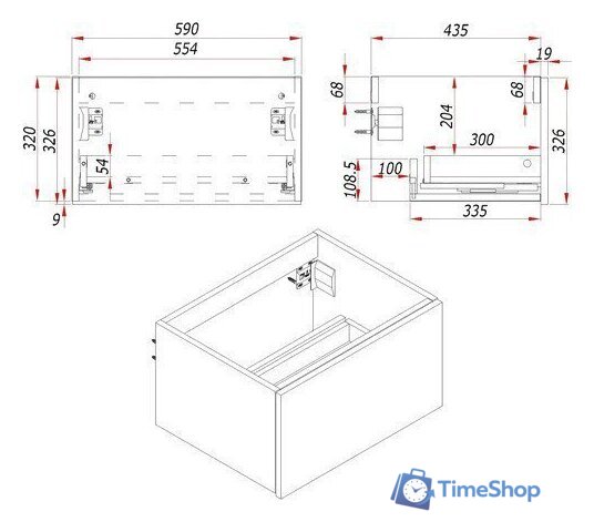 ЗОВ Тумба под умывальник Кито 60 K60LA0MWMC (аттик/белый матовый) - Изображение №4 — Интернет-магазин Time-Shop