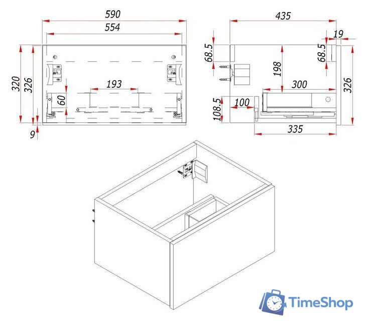  ЗОВ Тумба с умывальником Кито 60 K60LA0MWM-OL60 (аттик/белый матовый) - Изображение №6 — Интернет-магазин Time-Shop