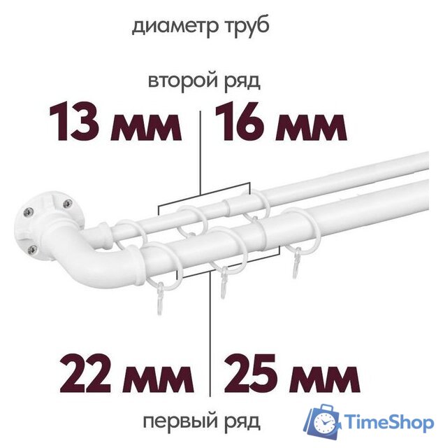 Карниз для штор UG Home Раздвижной 2-рядный 2КР-153-360-БЛ (белый, 1.53-3.6м) - Изображение №2 — Интернет-магазин Time-Shop