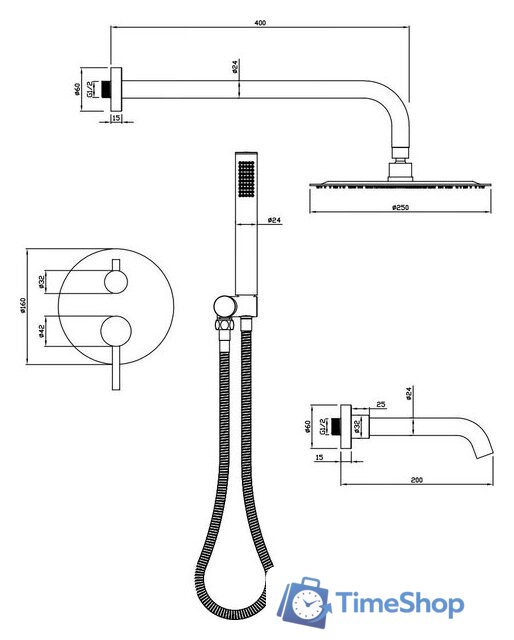 Душевая система  Milacio Ultra 150 MCU.150.MB - Изображение №15 — Интернет-магазин Time-Shop