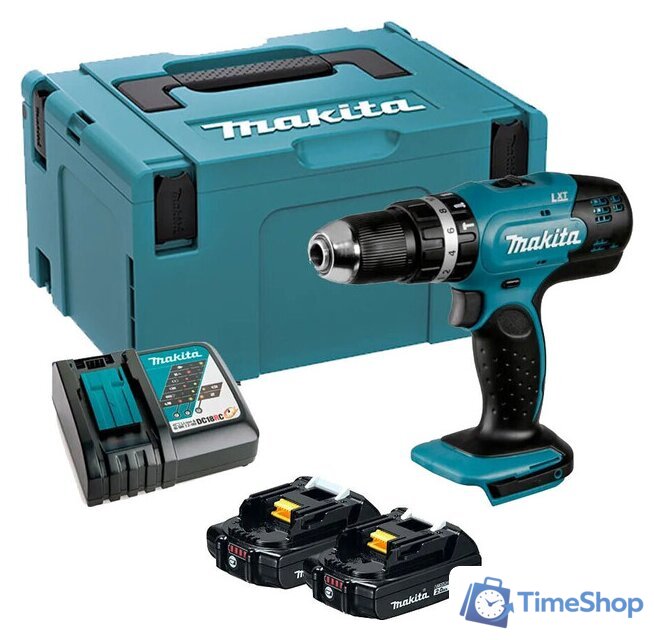 Ударная дрель-шуруповерт Makita DHP453RAJ (с 2-мя АКБ 2 Ач, кейс) - Изображение №1 — Интернет-магазин Time-Shop