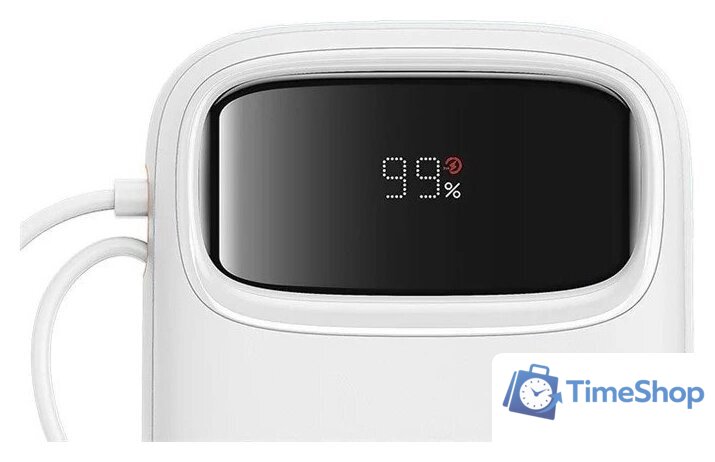 Внешний аккумулятор Baseus Qpow2 Dual-Cable Digital Display Fast Charge Power Bank 22.5W 20000mAh (белый) - Изображение №4 — Интернет-магазин Time-Shop