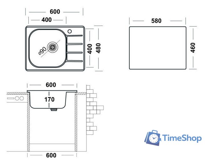 Кухонная мойка Ukinox Гранд GRM600.480 GT6K 1R - Изображение №2 — Интернет-магазин Time-Shop