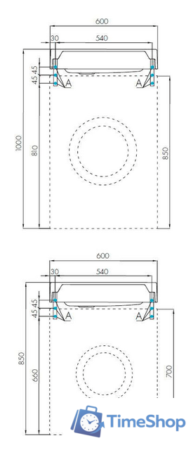 Умывальник Акватон Рейн 60 1A72103KRW010 - Изображение №3 — Интернет-магазин Time-Shop