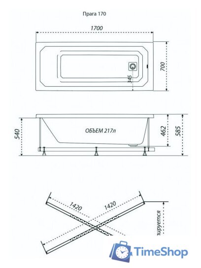 Ванна Triton Прага 170x70 Базовая Flat (с гидромассажем) - Изображение №6 — Интернет-магазин Time-Shop