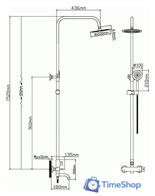 Душевая система  Diadonna Д65-35005S - Изображение №2 — Интернет-магазин Time-Shop