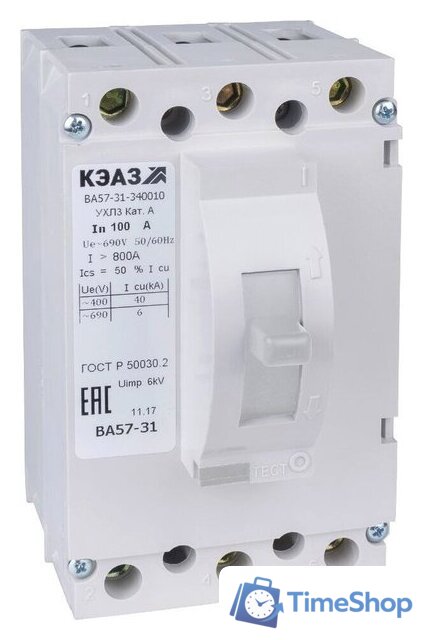 Выключатель автоматический КЭАЗ 50А 800Im ВА57-31-340010 УХЛ3 690В AC 108439 - Изображение №1 — Интернет-магазин Time-Shop