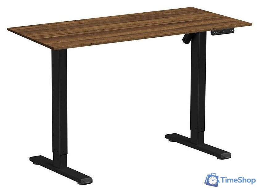 Стол с регулировкой высоты WellDesk Basic 1300x675х18 (черный/дуб хантон темный) - Изображение №1 — Интернет-магазин Time-Shop