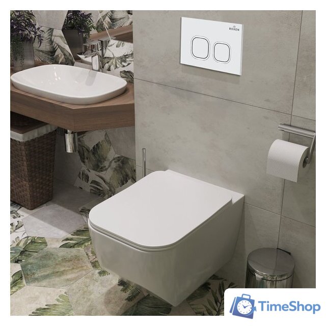 Унитаз подвесной Roxen Boro в комплекте с инсталляцией StounFix Dual Fresh 6 в 1 540025 (кнопка: белый глянец) - Изображение №8 — Интернет-магазин Time-Shop