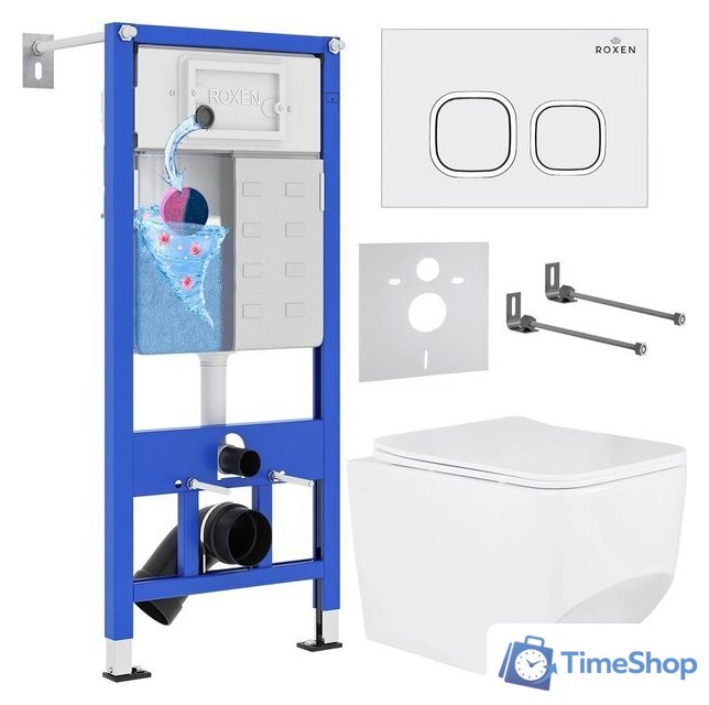 Унитаз подвесной Roxen Boro в комплекте с инсталляцией StounFix Dual Fresh 6 в 1 540025 (кнопка: белый глянец) - Изображение №1 — Интернет-магазин Time-Shop