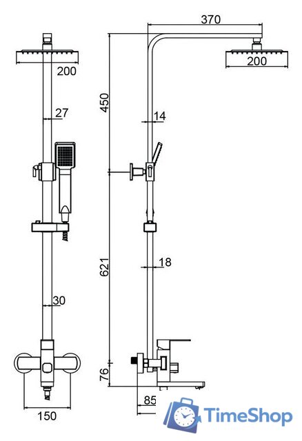 Душевая система  Ledeme L2433B - Изображение №4 — Интернет-магазин Time-Shop