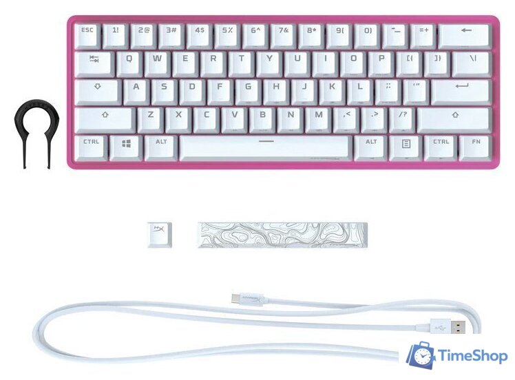 Клавиатура HyperX Alloy Origins 60 Pink (HyperX Red, нет кириллицы) - Изображение №2 — Интернет-магазин Time-Shop