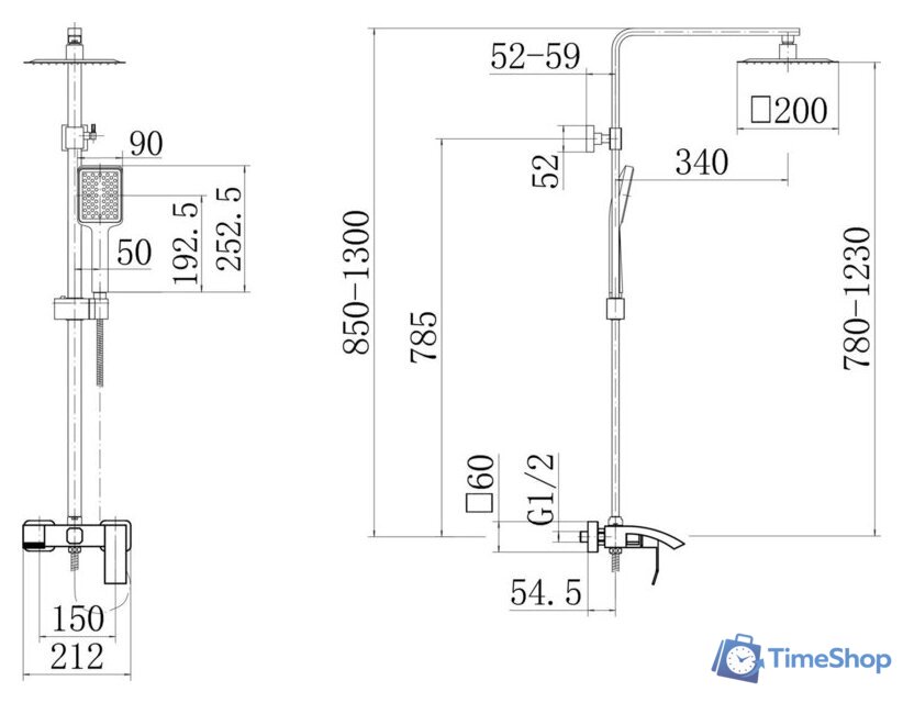 Душевая система  Fashun A52418-8 - Изображение №3 — Интернет-магазин Time-Shop