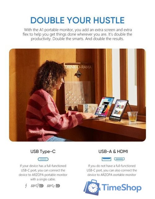 Портативный монитор Arzopa A1 - Изображение №3 — Интернет-магазин Time-Shop
