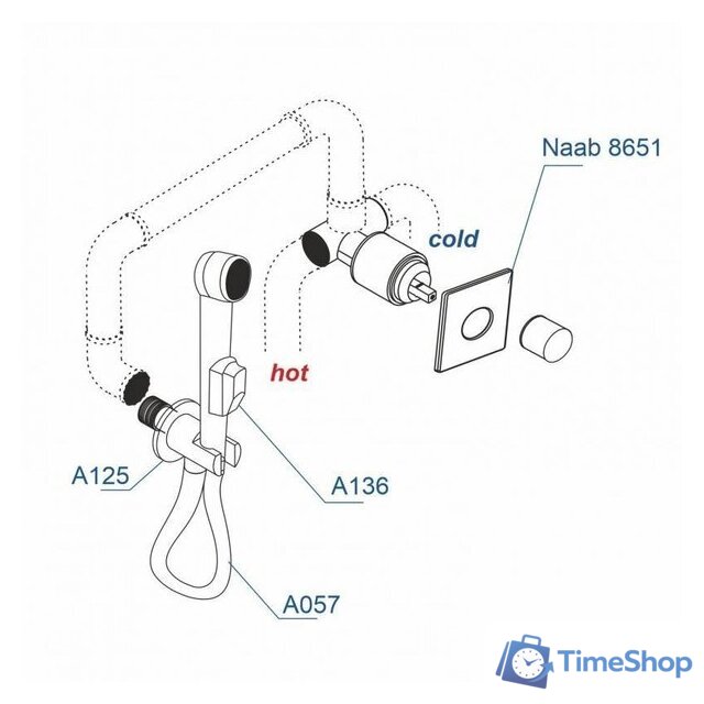 Гигиенический душ Wasserkraft A08657 - Изображение №3 — Интернет-магазин Time-Shop
