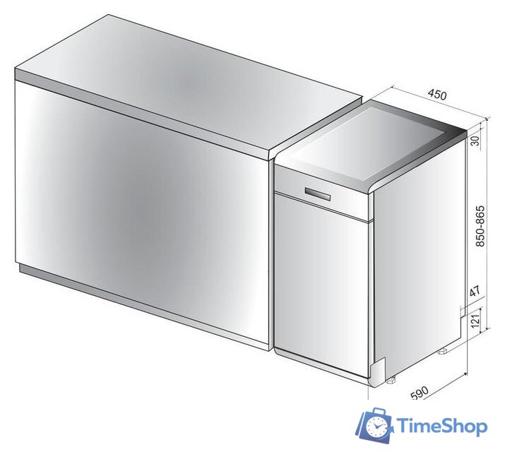 Отдельностоящая посудомоечная машина Whirlpool WSFO 3T223 PC X - Изображение №20 — Интернет-магазин Time-Shop