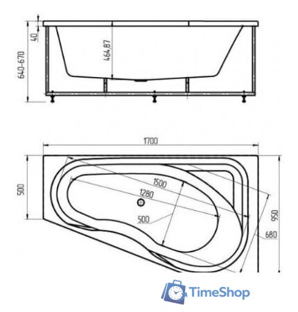 Ванна Aquatek Медея 170x95 (с экраном и каркасом, слив справа) - Изображение №5 — Интернет-магазин Time-Shop