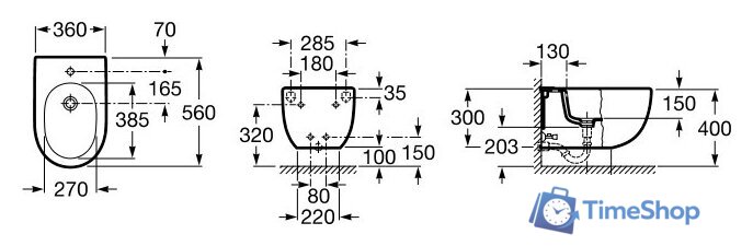 Биде Roca Meridian [357245000] - Изображение №2 — Интернет-магазин Time-Shop