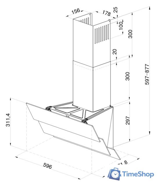 Кухонная вытяжка Krona Aurora 600 S (белый) - Изображение №2 — Интернет-магазин Time-Shop