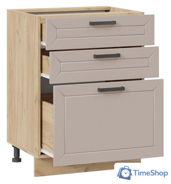 Шкаф напольный Трия Лорас 1Н6Я3 (дуб крафт золотой/холст латте) - Изображение №2 — Интернет-магазин Time-Shop