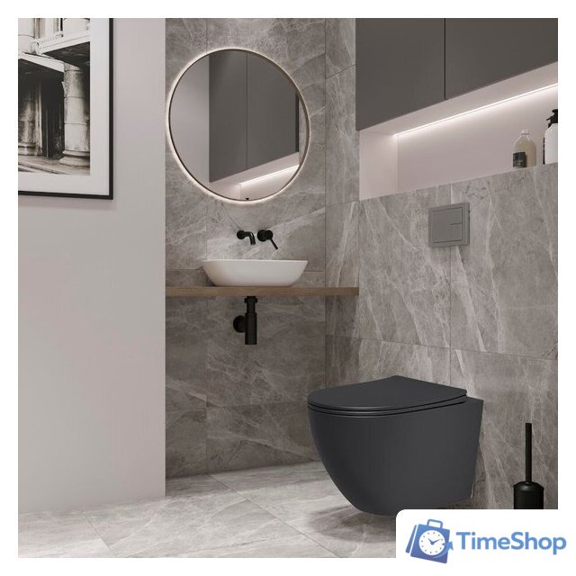 Унитаз подвесной Lauter Augsburg с жестким сиденьем Soft Close 21109EC (черный матовый, скрытое крепление) - Изображение №3 — Интернет-магазин Time-Shop