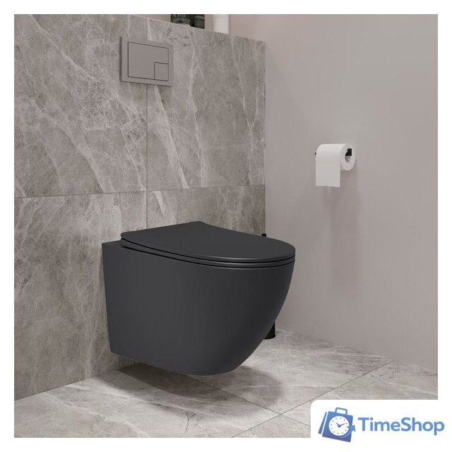 Унитаз подвесной Lauter Augsburg с жестким сиденьем Soft Close 21109EC (черный матовый, скрытое крепление) - Изображение №4 — Интернет-магазин Time-Shop