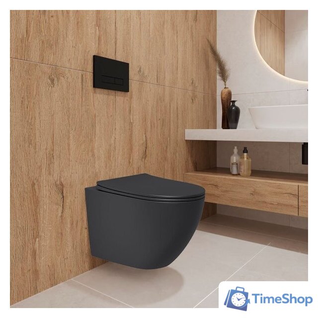 Унитаз подвесной Lauter Augsburg с жестким сиденьем Soft Close 21109EC (черный матовый, скрытое крепление) - Изображение №5 — Интернет-магазин Time-Shop