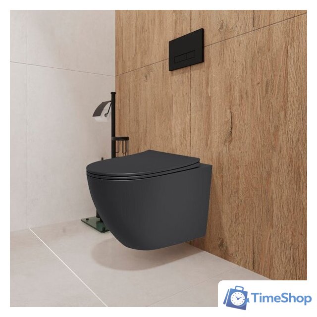 Унитаз подвесной Lauter Augsburg с жестким сиденьем Soft Close 21109EC (черный матовый, скрытое крепление) - Изображение №6 — Интернет-магазин Time-Shop