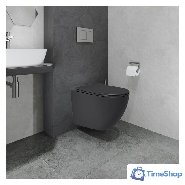 Унитаз подвесной Lauter Augsburg с жестким сиденьем Soft Close 21109EC (черный матовый, скрытое крепление) - Изображение №7 — Интернет-магазин Time-Shop