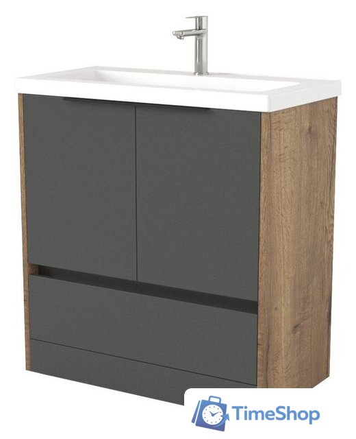  Дабер Тумба под умывальник 017 Тобага/Эридан 80 Т17.8Т.0.22Ч (дуб галифакс/серый/ручка черная) - Изображение №1 — Интернет-магазин Time-Shop